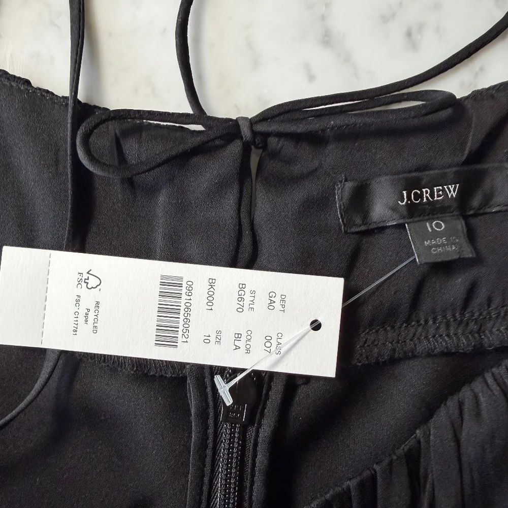 J. Crew Gathered Stretch Silk Black Camisole Size 10 NWT - Picture 5 of 5